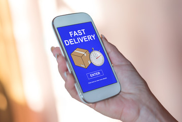 Fast delivery concept on a smartphone