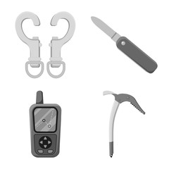 Isolated object of mountaineering and peak logo. Collection of mountaineering and camp stock symbol for web.