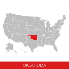 United States of America with the State of Oklahoma selected. Map of the USA vector illustration