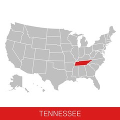 United States of America with the State of Tennessee selected. Map of the USA vector illustration
