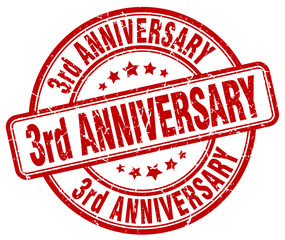 3rd anniversary red grunge stamp