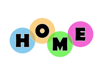Home icon with the write Home inside colored circles - Vector