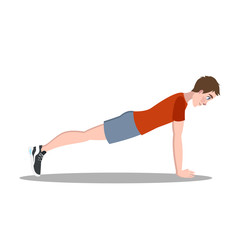 Man doing plank exercise for ABS. Fitness workout