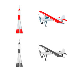 Vector illustration of plane and transport sign. Collection of plane and sky stock symbol for web.
