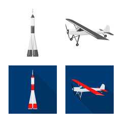Vector design of plane and transport symbol. Set of plane and sky vector icon for stock.