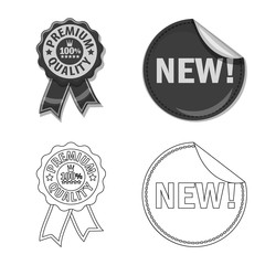 Vector illustration of emblem and badge icon. Set of emblem and sticker stock symbol for web.