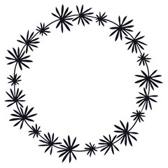 Cute floral frame Black silhouette