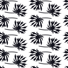 Floral seamless pattern Black silhouette