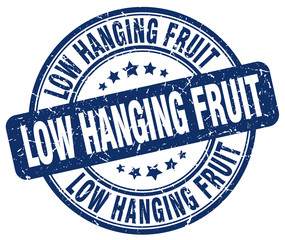 low hanging fruit blue grunge stamp