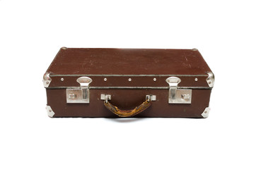 Retro suitcase isolated on the white background.