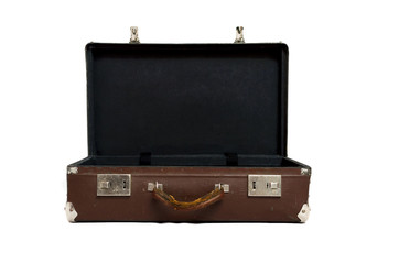 Retro suitcase isolated on the white background.