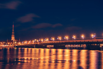 Quay of Daugava river in Riga, Latvia.