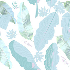 Vector tropical seamless pattern in trendy pastel colors.