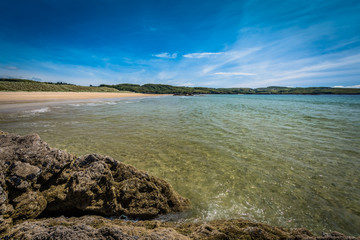 Fototapeta na wymiar Fintra beach is a beautiful sandy beach just a couple of kilometers outside the fishing port of Killybegs, Co Donegal, Ireland