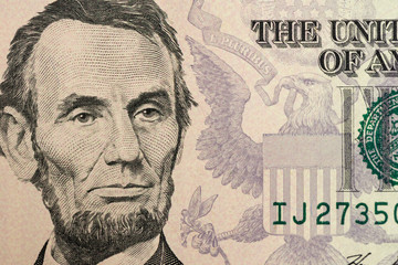 Fototapeta na wymiar Abraham Lincoln on the $5 Banknote