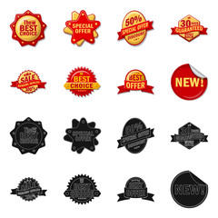 Isolated object of emblem and badge symbol. Collection of emblem and sticker stock vector illustration.