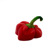 Sweet red bell pepper set in four different foreshortenings isolated over a white background