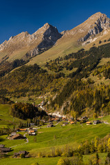 Fototapeta na wymiar panoramic view Jaun pass in Simmental, Alps, Switzerland