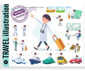 flat type White coat women_travel