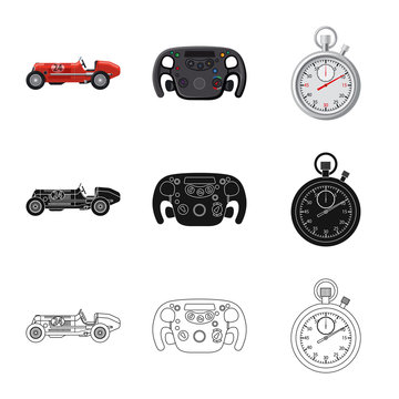 Isolated object of car and rally logo. Set of car and race vector icon for stock.