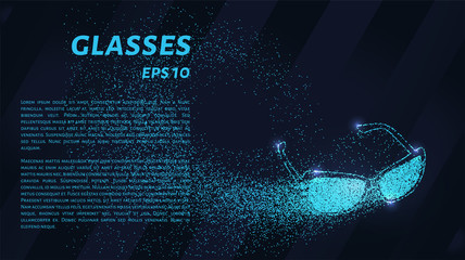 Glasses of blue glowing dots. Sunglasses of the particles.