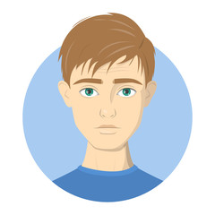 Portrait of young man. Beautiful handsome boy avatar