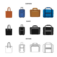 Vector design of suitcase and baggage sign. Set of suitcase and journey stock symbol for web.
