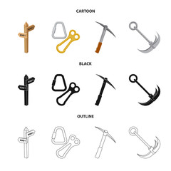 Vector design of mountaineering and peak sign. Set of mountaineering and camp vector icon for stock.