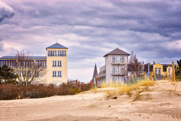 Fototapeta na wymiar Living in a house on the beach in Warnemünde.
