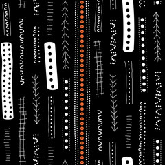 Vector seamless aboriginal pattern including ethnic Australian motive with typical elements