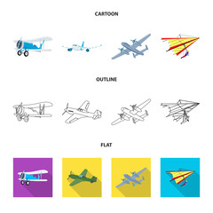 Isolated object of plane and transport symbol. Set of plane and sky stock symbol for web.
