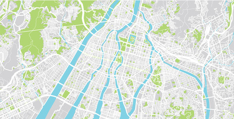 Urban vector city map of Hiroshima, Japan