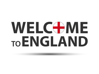 Welcome to England symbol with English flag, simple modern English icon isolated on white background, vector illustration
