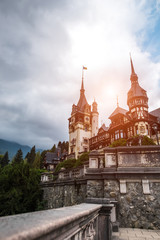 Obraz premium Landscape of Peles Castle in spring season. Romania, Sinaia