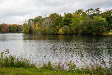 lake in New England during peak foliage
