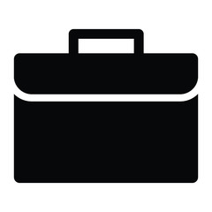 A black and white vector silhouette of a suitcase