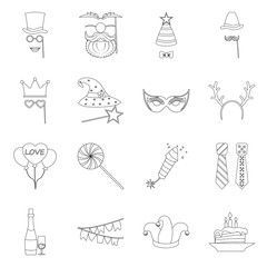 Isolated object of party and birthday sign. Collection of party and celebration vector icon for stock.