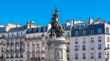 Paris, place de Clichy, typical buildings
