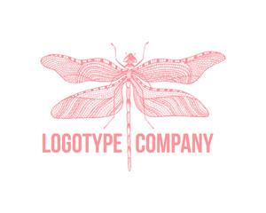 Minimalist elegant Dragonfly logo design with line art style