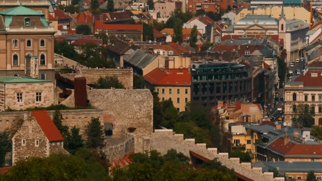 Close-up shot of Buda Castle, in Budapest, Hungary. Built in 1265, it was used as a palace complex of the Hungarian kings