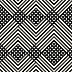 Vector monochrome geometric lines pattern with diagonal stripes, zigzag, chevron