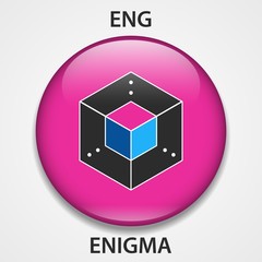 Enigma Coin cryptocurrency blockchain icon. Virtual electronic, internet money or cryptocoin symbol, logo