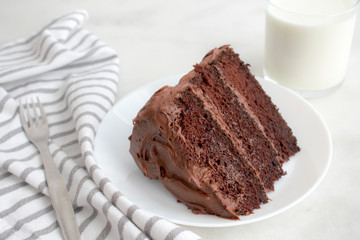 Chocolate Cake with Glass of Milk
