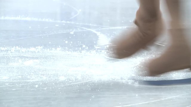 figure skating a close up of skates on ice