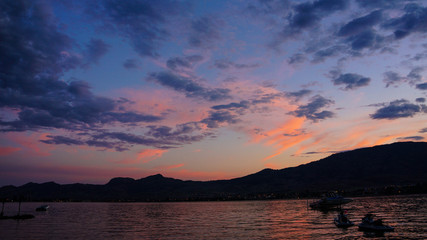 lake view sunset vibrant