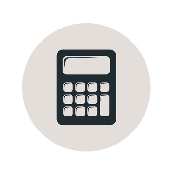 Icono plano calculadora en círculo gris