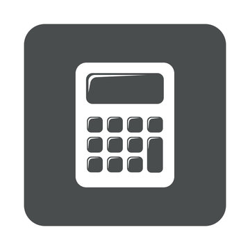 Icono plano calculadora en cuadrado gris