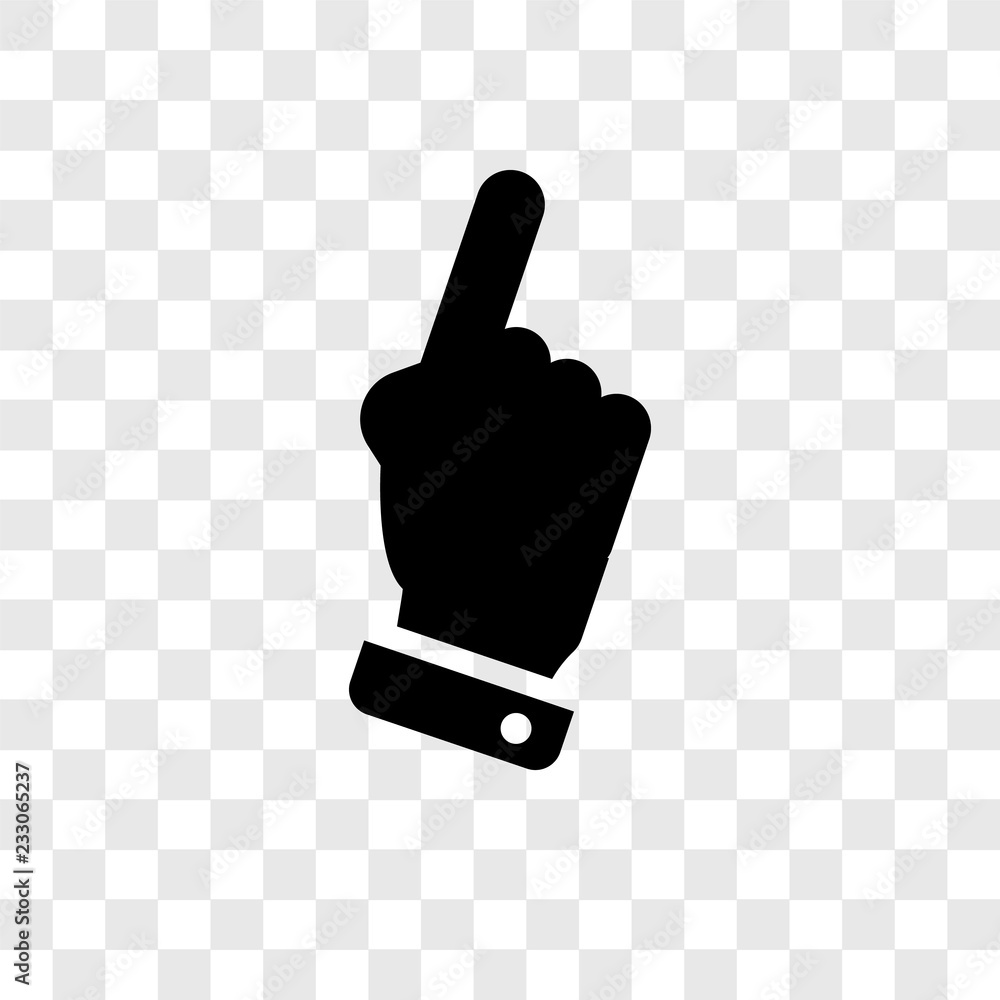Poster hand with extended pointing finger vector icon isolated on transparent background, hand with extende