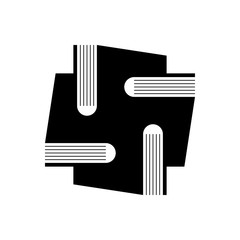 Icono plano libros en forma de cruz en color negro