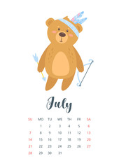 2019 cute teddy bear calendar